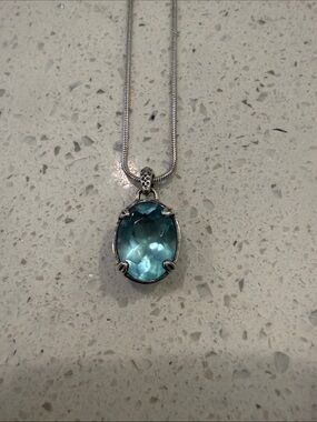 Silpada blue aquamarine glass cabochon necklace